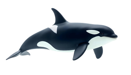 Realistic Illustration of a Killer Whale Orca Swimming Side View for Educational and Wildlife Design Projects - Isolated on a Transparent Background