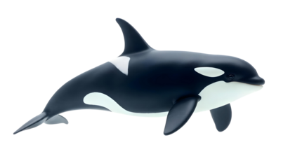 Realistic Illustration of a Killer Whale Orca Swimming Side View for Educational and Wildlife Design Projects - Isolated on a Transparent Background