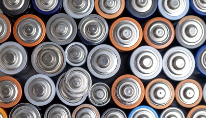 A top-down view of many batteries