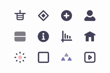 Vector art of a collection of simple and minimalist user interface icons for modern designs