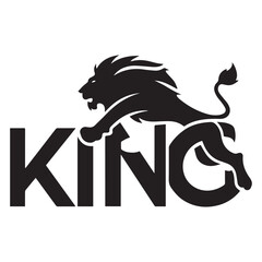 Bold Lion Silhouette Wordmark Forming KING with Stylized Mane and Dynamic Modern Design.