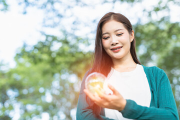 light bulb against nature, icons