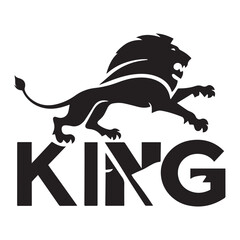 Bold Lion Silhouette Wordmark Forming KING with Stylized Mane and Dynamic Modern Design.