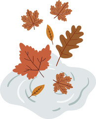 Obraz premium Autumn Falling Leaves Clipart – Hand Drawn Windy Fall Leaf Set