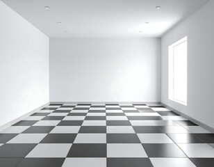 Empty room with checkered floor