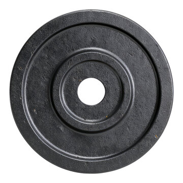 Textured Black Weight Plate on Transparent Background