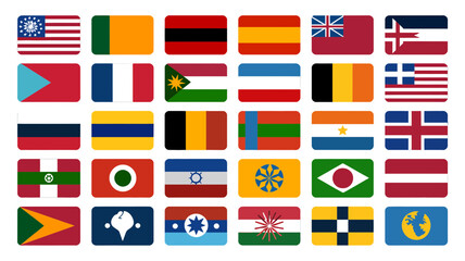 Collection of diverse world flags in a flat design for global representation