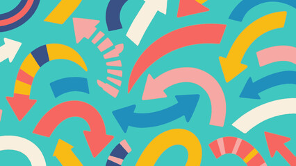 Colorful Arrows on Blue Background Pointing in Different Directions Design
