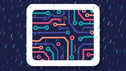 Colorful circuit board with rain design conveys technology and innovation