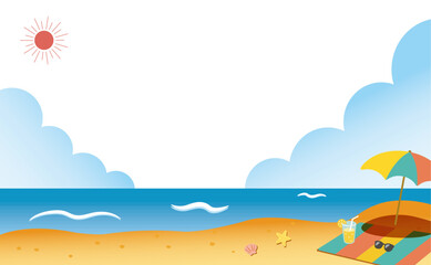 Summer Beach Scene with Parasol and Lemonade (no Background Color) 01