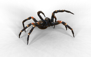 3d Illustration of a vivid close-up of a spider tarantula moving gracefully, showcasing hairy legs and intricate patterns.