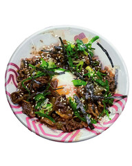 Beef Yakiniku in Bowl on Transparent Background