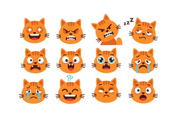 Collection of cartoon cat emojis expressing various emotions