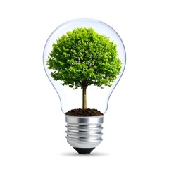 A tree inside a lightbulb