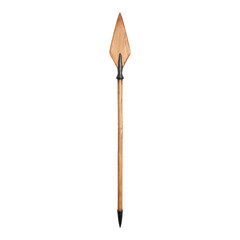 Wooden Spear with Arrowhead on Transparent Background