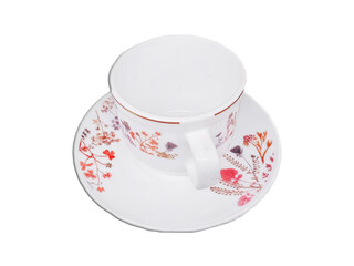 Empty Glass Cup and Plate on Transparent Background