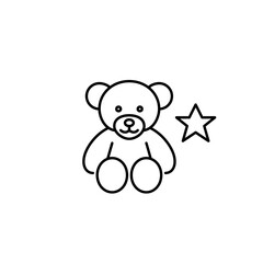 Stuffed toy bear and star. Trusted childcare services, premium baby brands. Pixel perfect, editable stroke vector icon