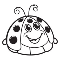 Happy Cartoon Ladybug with Big Eyes and Spots silhouette vector design.