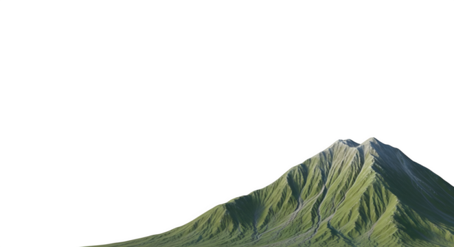 Green Mountain Peak Isolated on Transparent Background