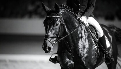 Equestrian black and white portrait