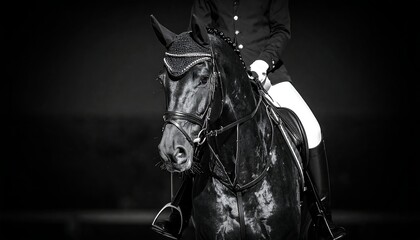 Equestrian portrait, black and white