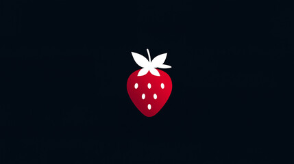 Minimalist Strawberry Icon, Flat Design for Fruit - Themed Branding