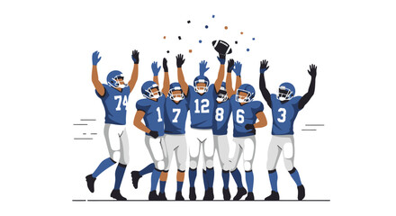 Football Team Victory Celebration with Confetti