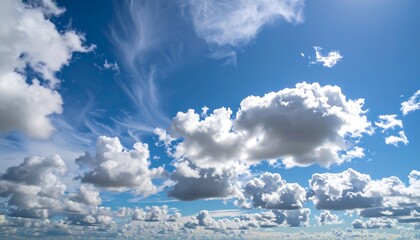 A vast sky filled with fluffy white clouds