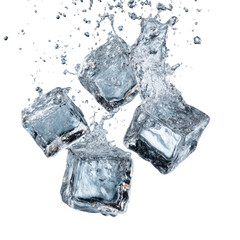 Obraz premium Four Flying Ice Cubes Transparent Background