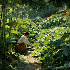 Serene Zucchini Harvest Capturing the Essence of Sustainable Farming and Nature's Bounty