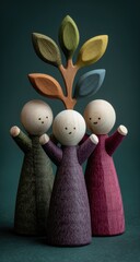 Wooden Figures and Tree