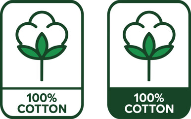 100% Cotton Product Label Icons in Green and White