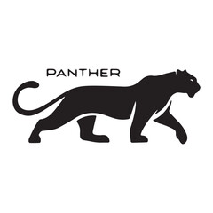 Silhouette of a black panther and text vector design.