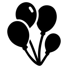 Balloons icon with transparent background in black and white style
