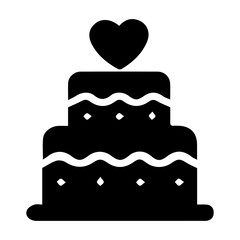 Wedding cake icon with transparent background in black and white style
