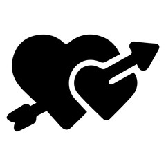Heart shape wedding icon with transparent background in black and white style
