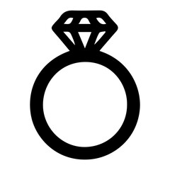 Wedding ring icon with transparent background in black and white style
