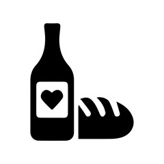 Wedding drink reception icon with transparent background in black and white style
