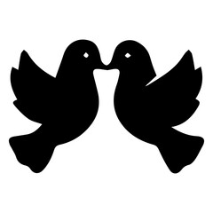 Love dove icon with transparent background in black and white style
