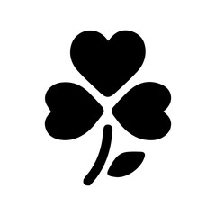 Heart shape clover leaf wedding icon with transparent background in black and white style

