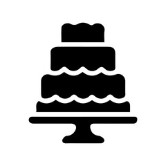 Wedding cake icon with transparent background in black and white style
