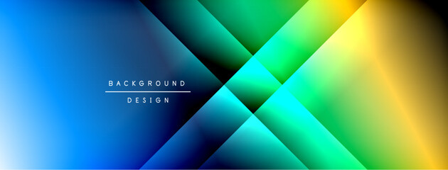 Abstract gradient design. Vivid colors blend, creating dynamic diagonal shapes. Text reads background design centrally positioned. Modern aesthetic.