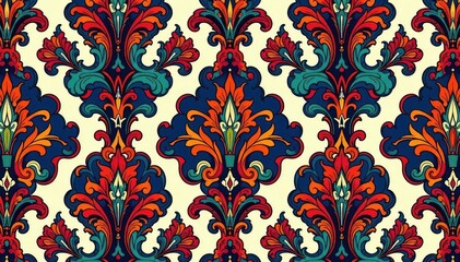 Large-scale damask pattern, bold arabesque design , background, motif, gray