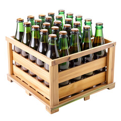 Wooden Crate Filled with Glass Bottles