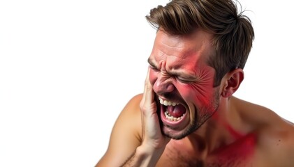 Severe toothache, throbbing pain, isolated white , jaw pain, throbbing, sensitive