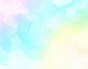 Fototapeta premium Pastel Watercolor Wash Soft Blend of Pink Blue Green and Yellow Hues.