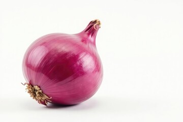 Single red onion, vibrant color, clean white background, detail, vibrant, bulb