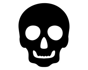 Death skull silhouette vector, human skull flat icon