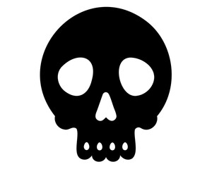 Death skull silhouette vector, human skull flat icon