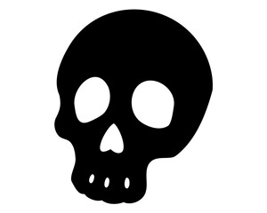 Death skull silhouette vector, human skull flat icon